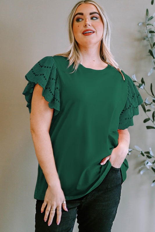 Green Flutter Sleeve Top