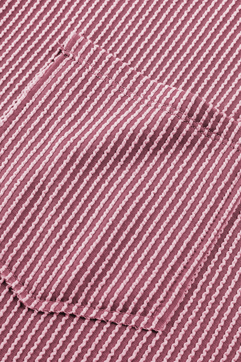 Rose Pink Textured V-Neck Dropped Shoulder T-Shirt