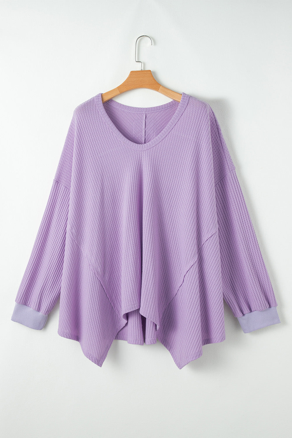 Orchid Petal Waffle Knit Exposed Seam Flowy Top