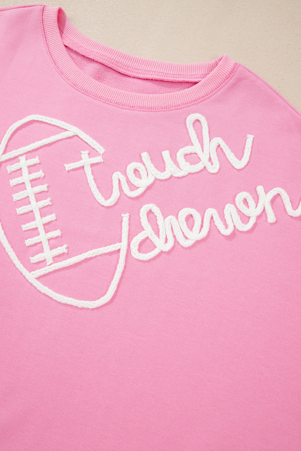 Pink Touch Down Rugby Football Embroidered Sweatshirt