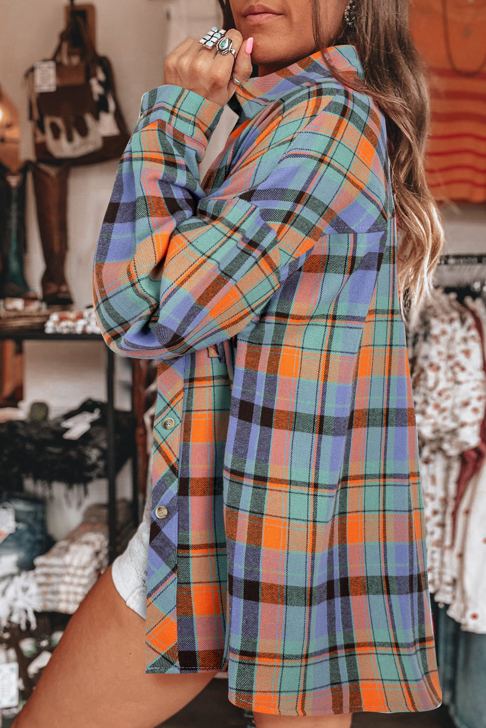Plaid Print Loose Vintage Shirt (Extended Sizes)(Other Colors)