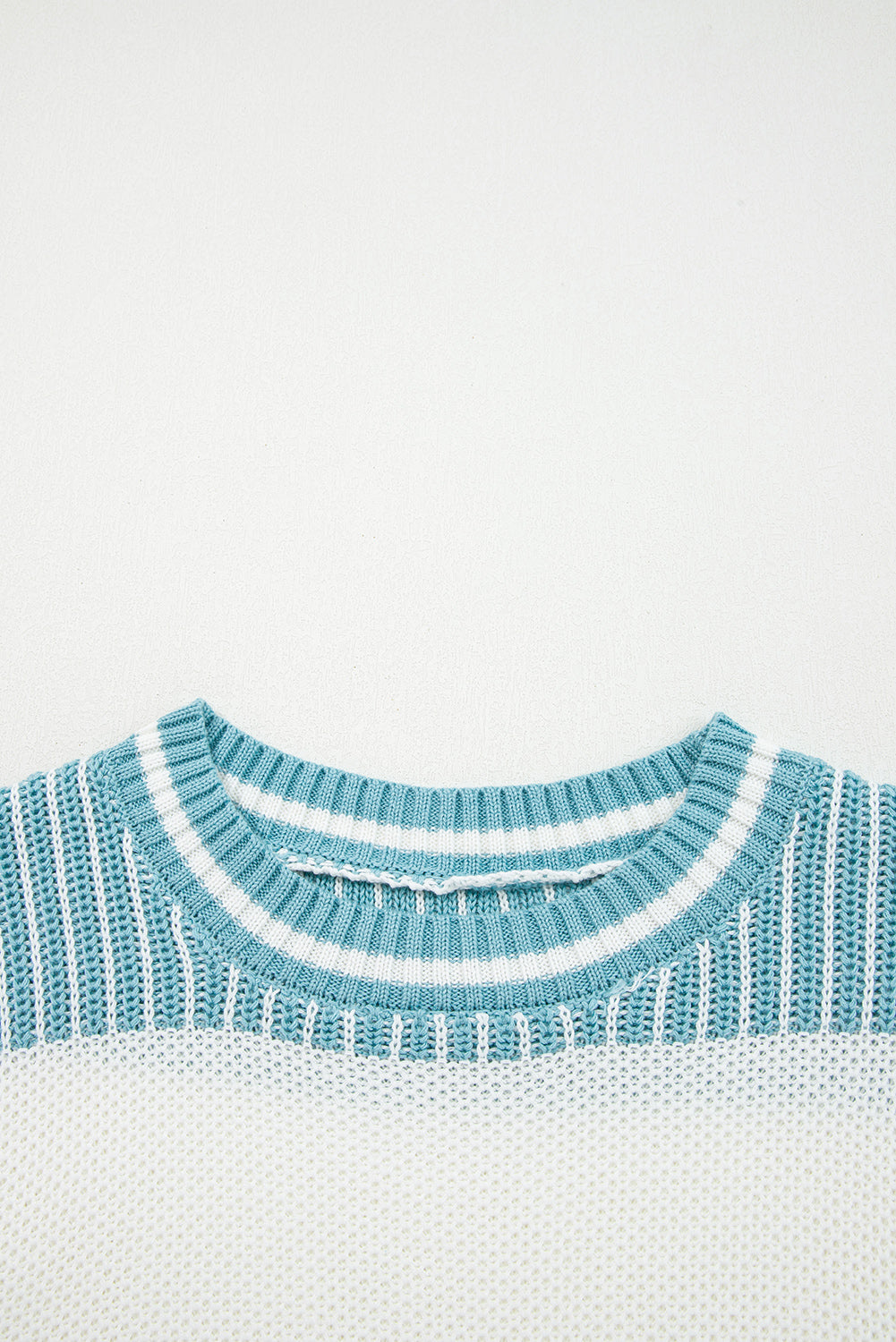 Two Tone Striped Patchwork Drop Shoulder Loose Sweater (Other Colors)