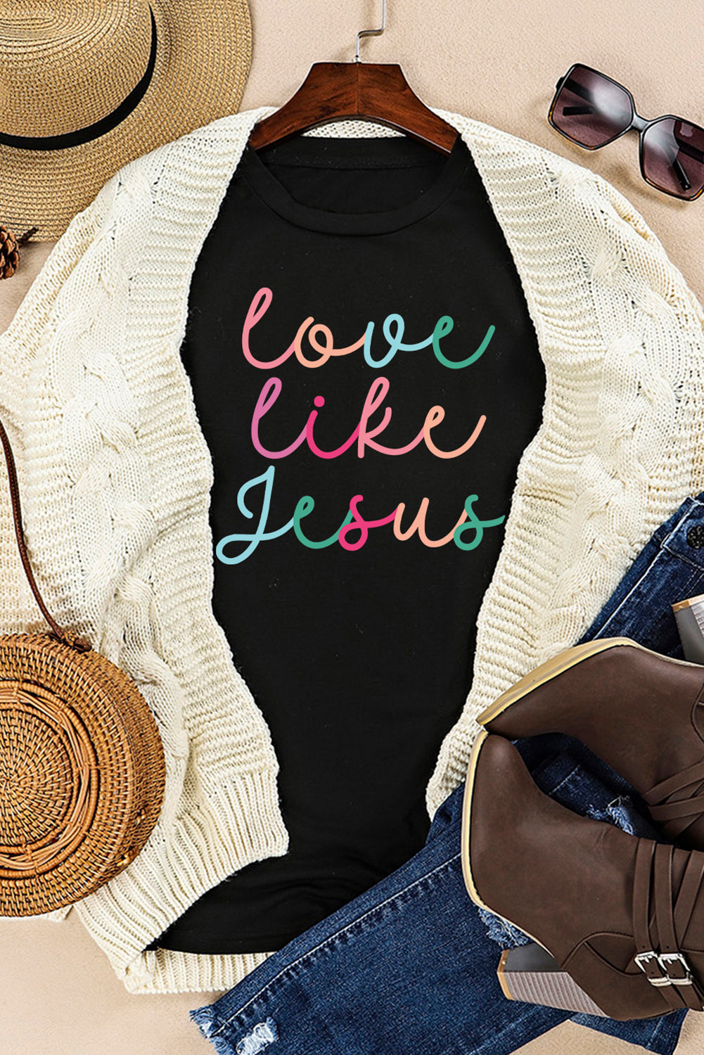 Black Love Like Jesus Crew Neck Graphic Tee (Extended Sizes)