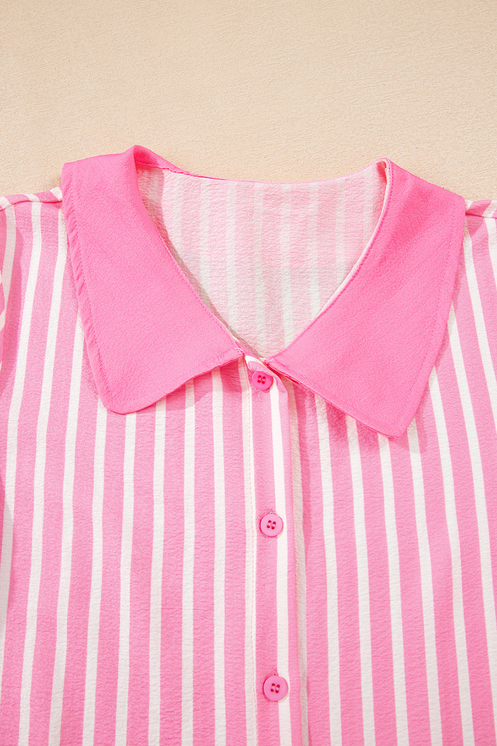 Pink Stripe Buttoned Long Sleeve 2 Piece Sleepwear