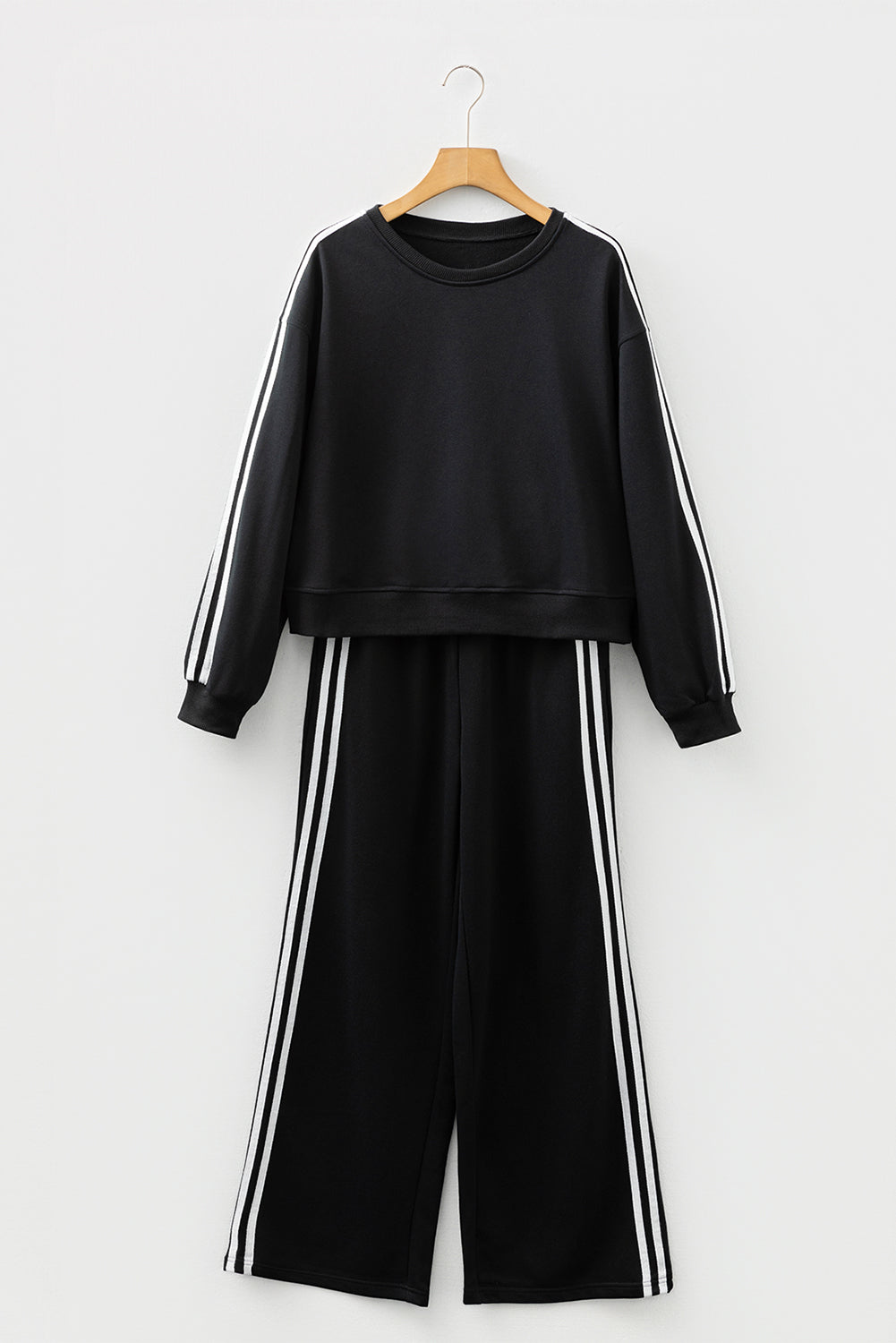 Varsity Striped Detail Crewneck and Sweatpants 2pcs Outfit (Other Colors)