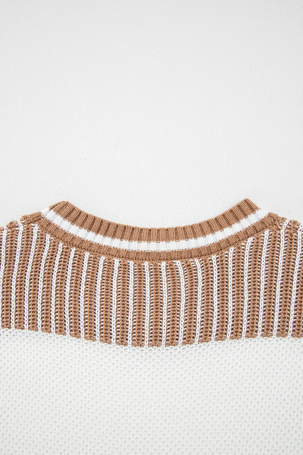 Two Tone Striped Patchwork Drop Shoulder Loose Sweater (Other Colors)