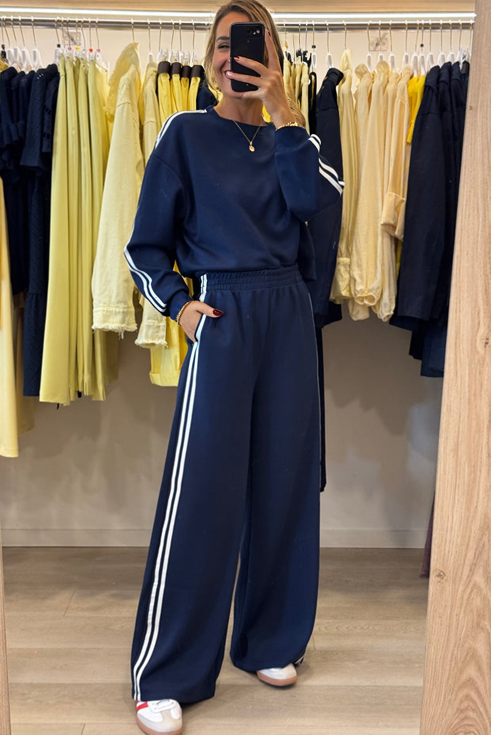Varsity Striped Detail Crewneck and Sweatpants 2pcs Outfit (Other Colors)