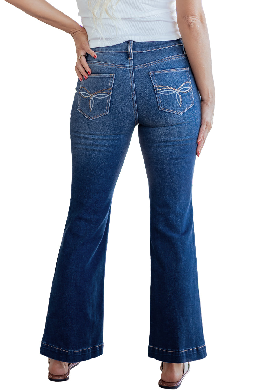 Western Stitch Patched Pocket Bootcut Jeans (Extended Sizes)