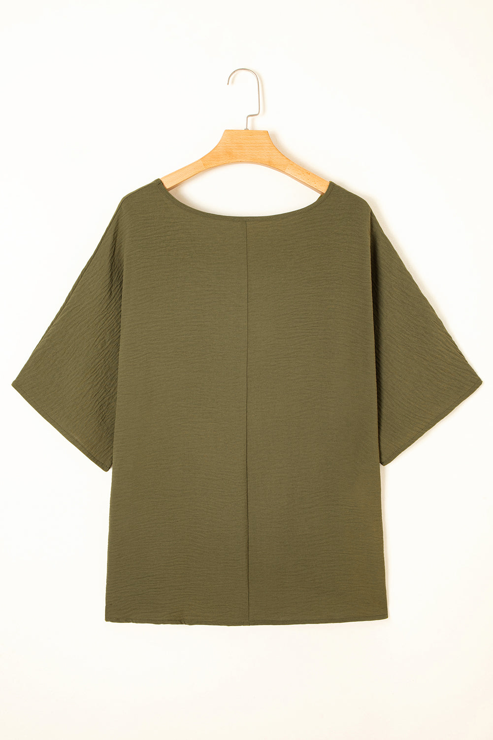 Four Leaf Clover Textured Half Sleeve V Neck T Shirt with Chest Pocket