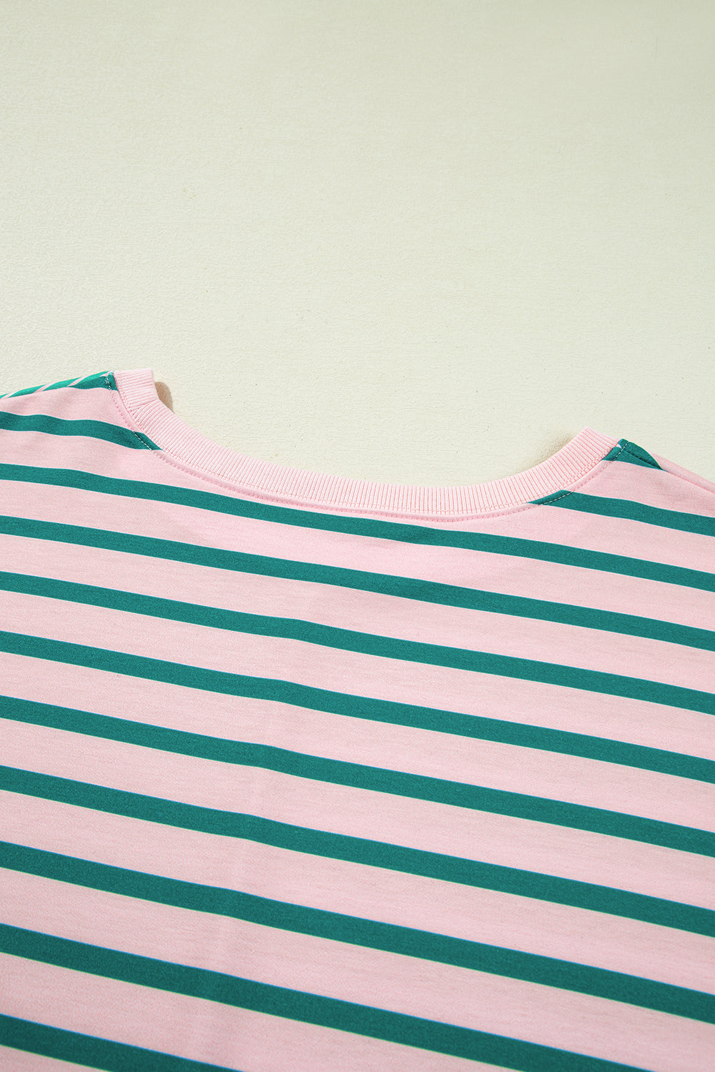 Green Stripe Color Block Exposed Seam Side Slit Sweatshirt