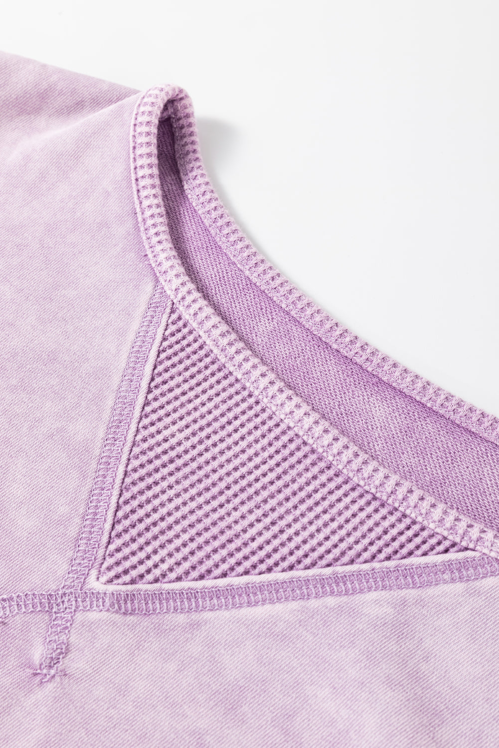 Orchid Petal Mineral Wash Drop Sleeve Patchwork Tee