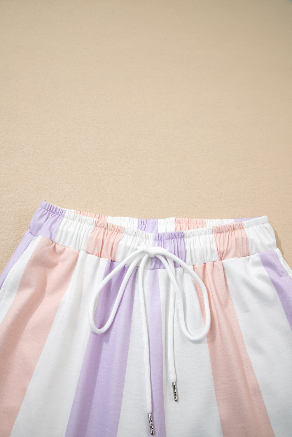 Stripe Multicolored Print Drawstring Loose Pants with Side Pockets