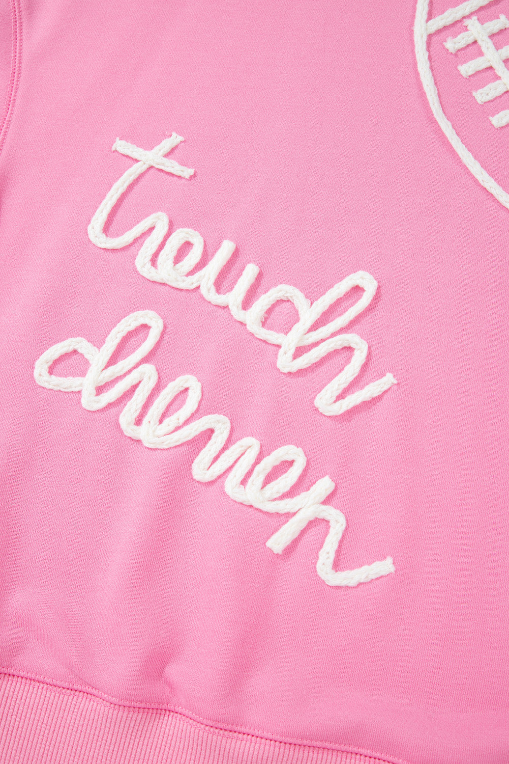 Pink Touch Down Rugby Football Embroidered Sweatshirt