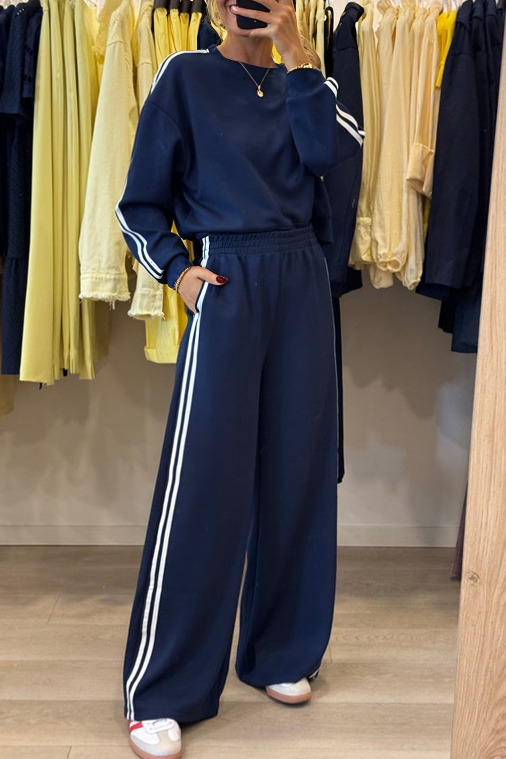 Varsity Striped Detail Crewneck and Sweatpants 2pcs Outfit (Other Colors)