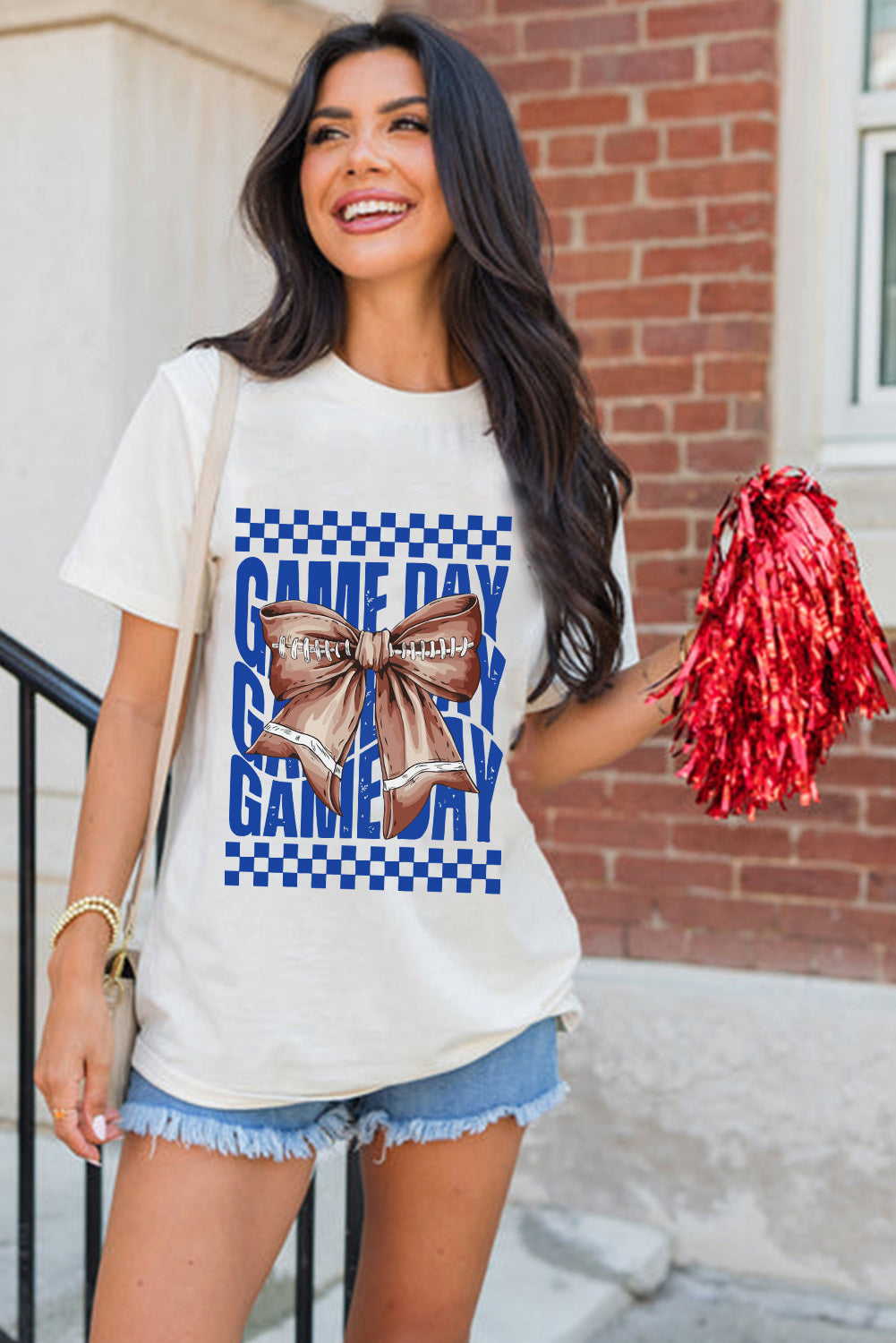 White Rugby Bowknot GAME DAY Graphic Tee (Extended Sizes)