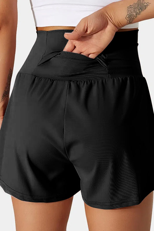 Black Pocketed Wide Waistband Swim Shorts (Extended Sizes)
