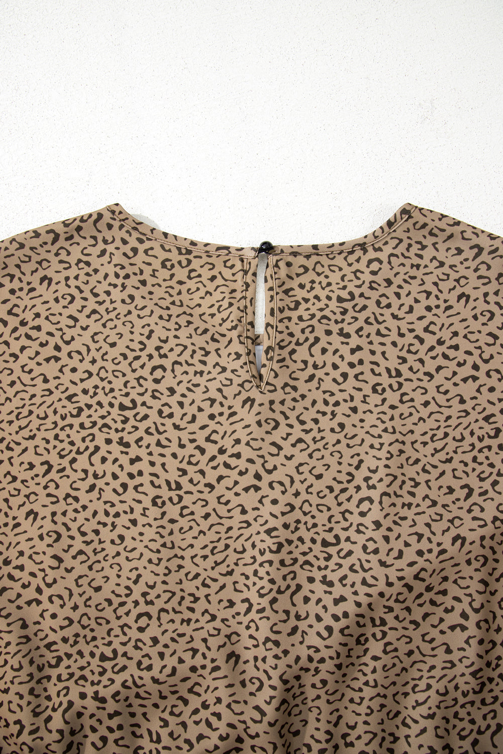Brown Leopard Print Frill Trim Short Sleeve Flared Dress
