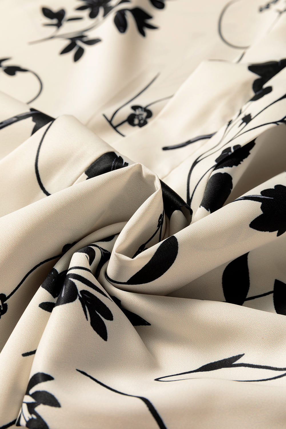 Botanical Floral Print Split Neck Long Sleeve Blouse