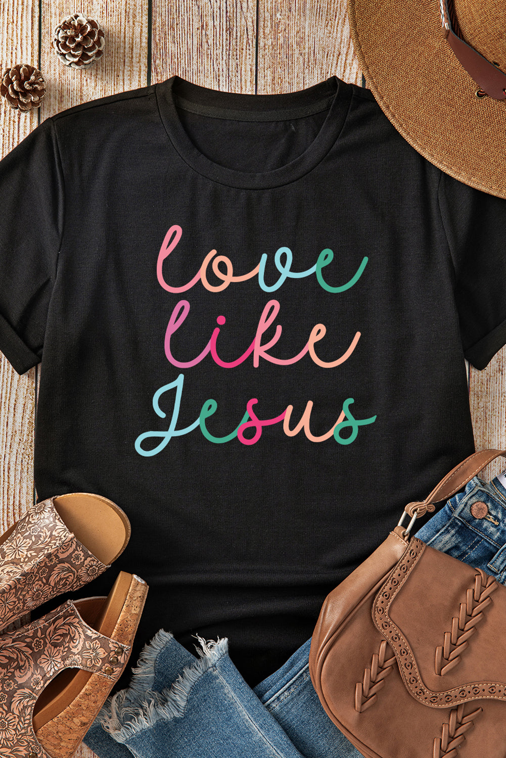 Black Love Like Jesus Crew Neck Graphic Tee (Extended Sizes)
