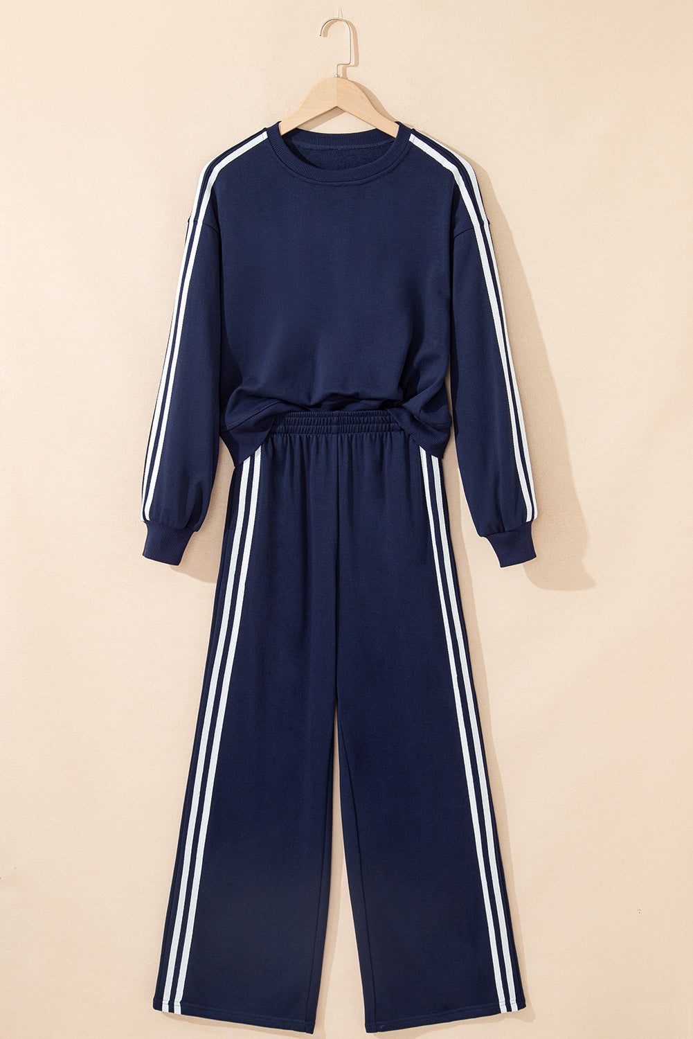 Varsity Striped Detail Crewneck and Sweatpants 2pcs Outfit (Other Colors)