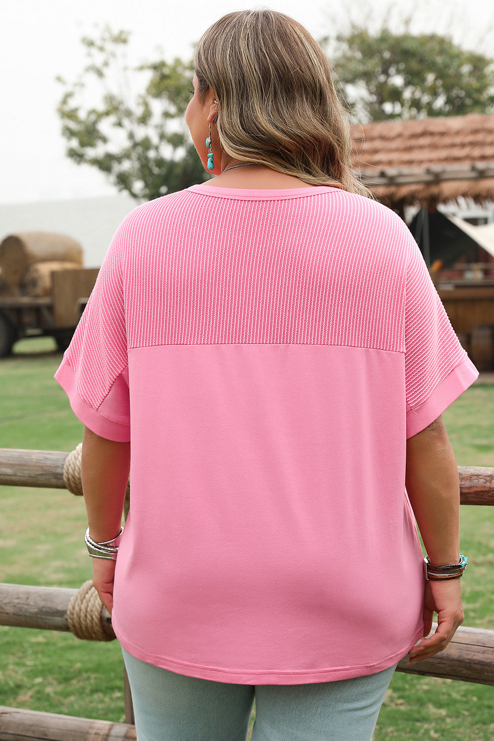 Bonbon Corded Patchwork Pocketed T Shirt