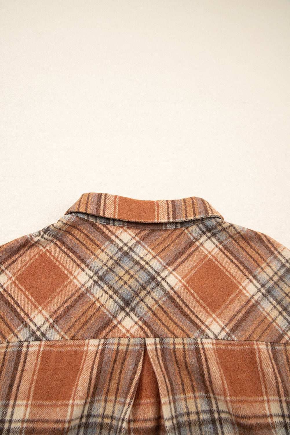 Brown Plaid Print Flap Pocket Buttoned Shacket