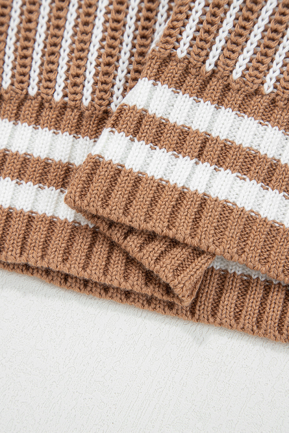 Two Tone Striped Patchwork Drop Shoulder Loose Sweater (Other Colors)