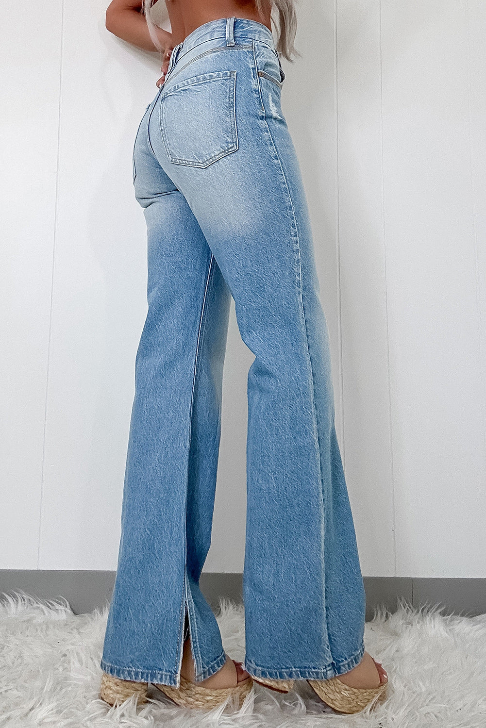 Myosotis High Rise Shift Slit Leg Straight Jeans (Extended Sizes)