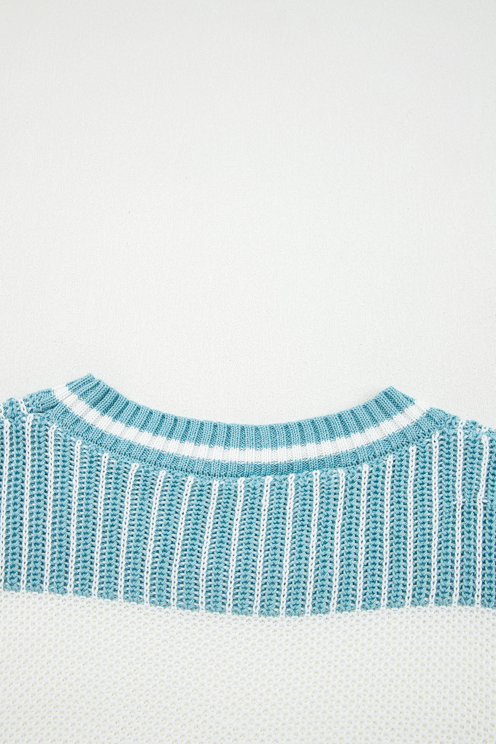 Two Tone Striped Patchwork Drop Shoulder Loose Sweater (Other Colors)