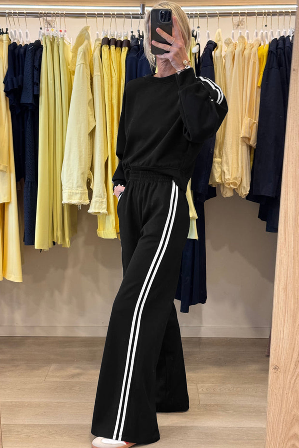 Varsity Striped Detail Crewneck and Sweatpants 2pcs Outfit (Other Colors)