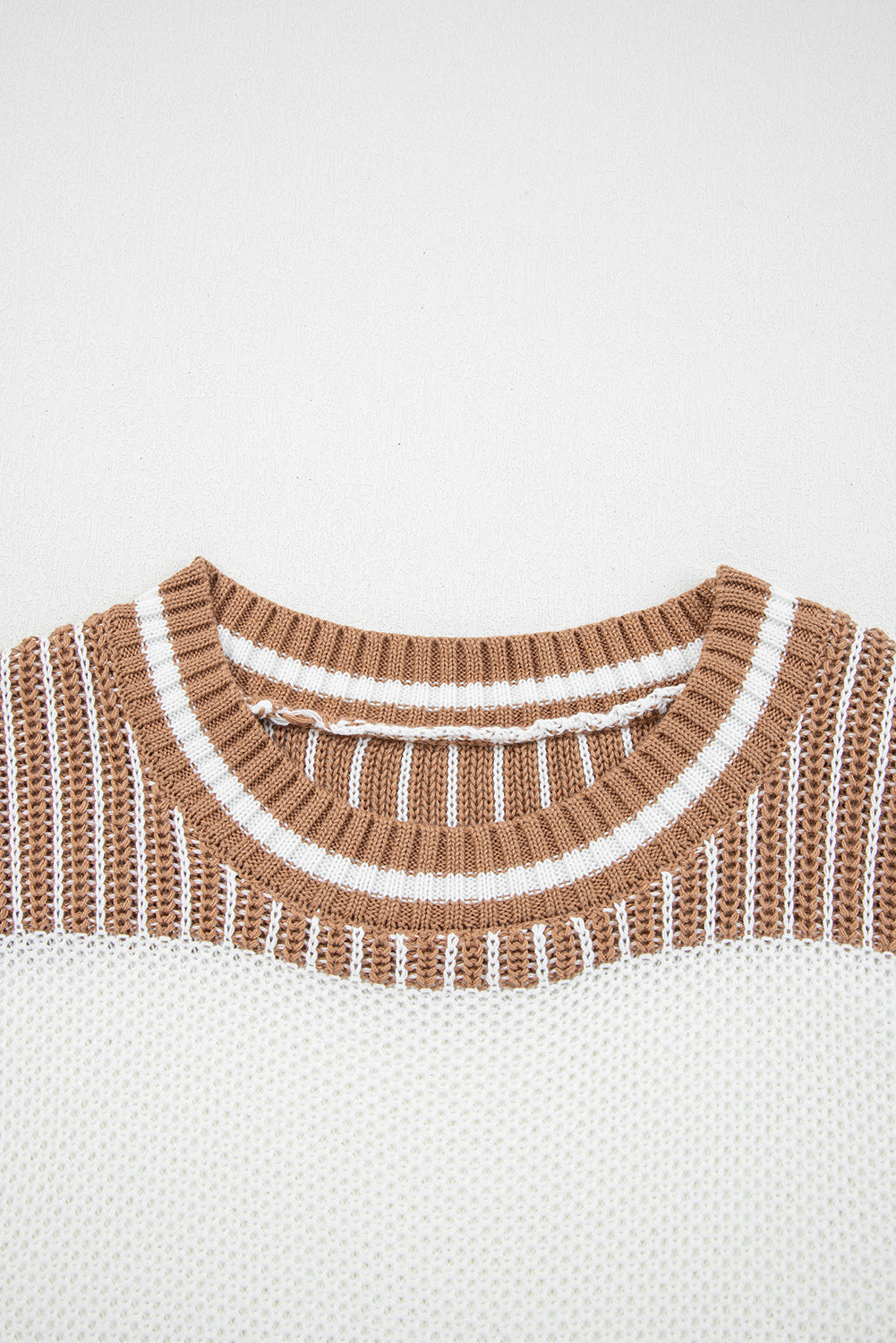 Two Tone Striped Patchwork Drop Shoulder Loose Sweater (Other Colors)