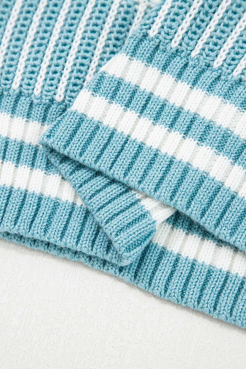 Two Tone Striped Patchwork Drop Shoulder Loose Sweater (Other Colors)
