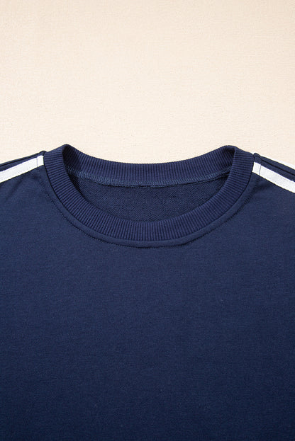 Varsity Striped Detail Crewneck and Sweatpants 2pcs Outfit (Other Colors)