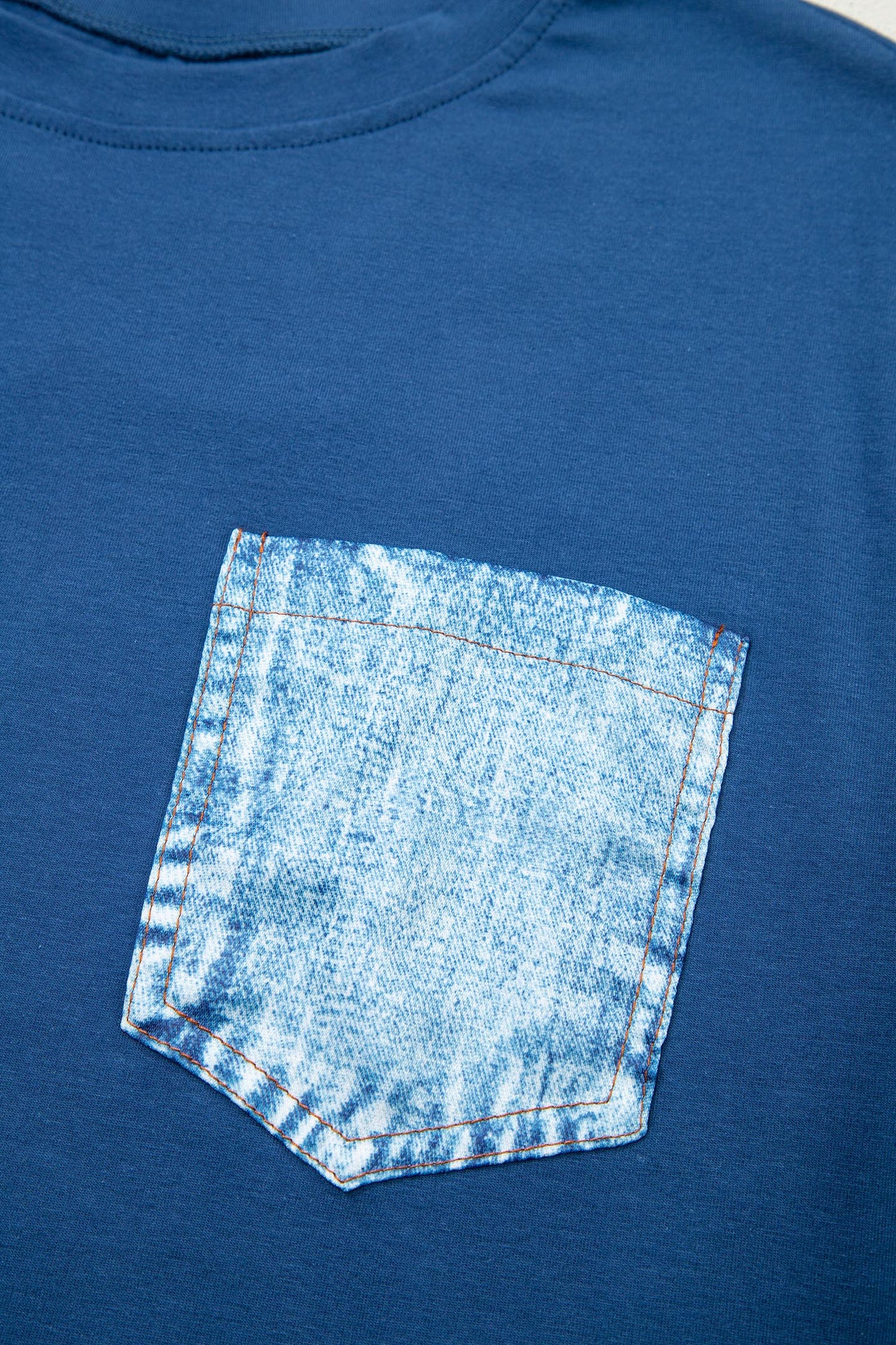 Color Block Chest Pocket Patched Casual Short Sleeve Top (Other Color)