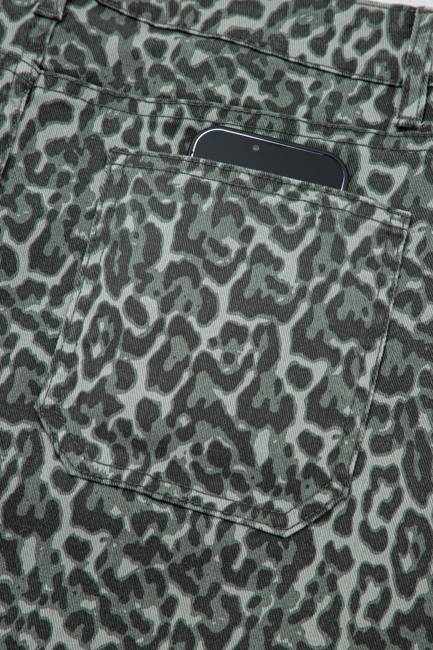 Leopard Frayed Edge Wide Leg High Waist Jeans (Other Colors)
