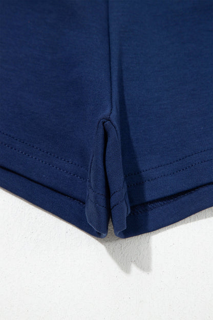 Dirty blue Contrast Trim U Neck Sleeveless Mini Dress with Shorts 2pcs Set