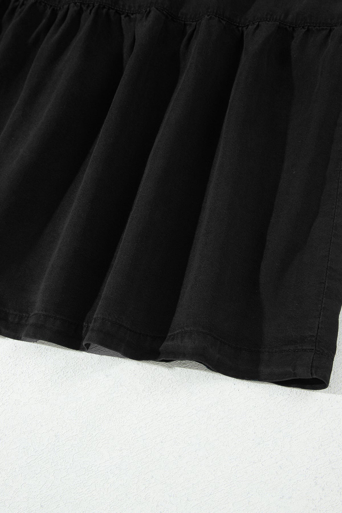 Elastic Waist Ruffled Tiered Flared Denim Maxi Skirt