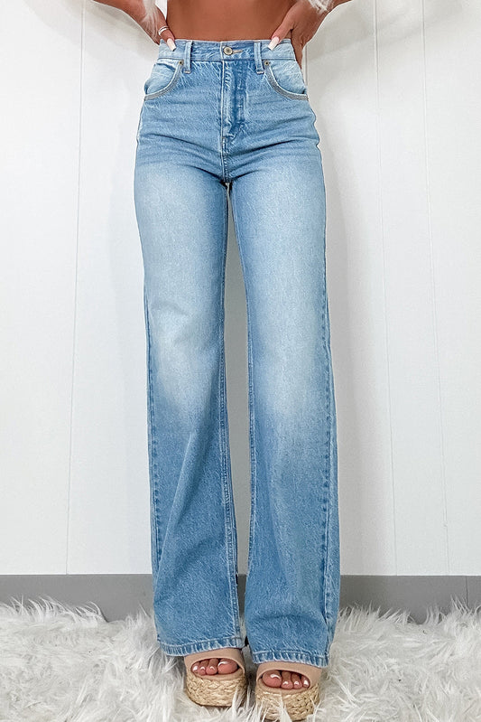 Myosotis High Rise Shift Slit Leg Straight Jeans (Extended Sizes)