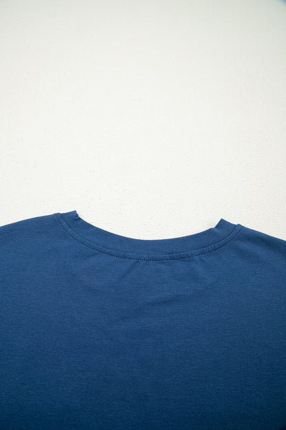 Color Block Chest Pocket Patched Casual Short Sleeve Top (Other Color)