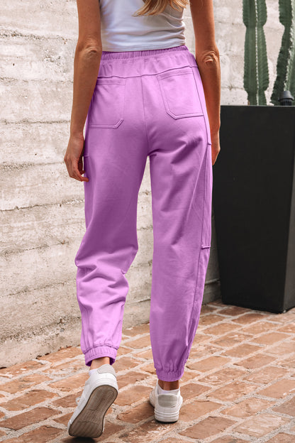 Drawstring Elastic Waistband Solid Jogger Pants (Other Colors)