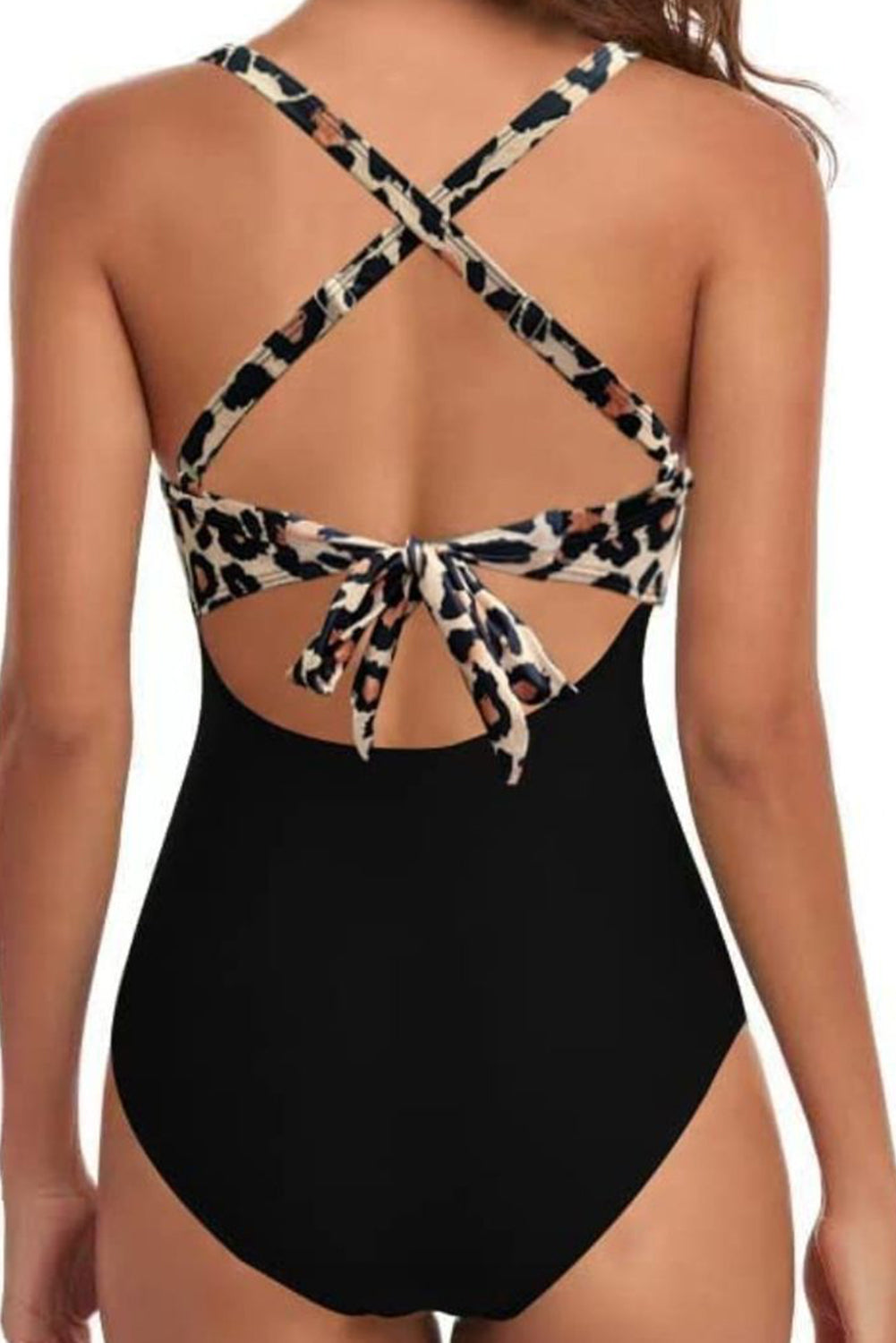 2-tone Crossed Cutout Backless Monokini (Other Colors)