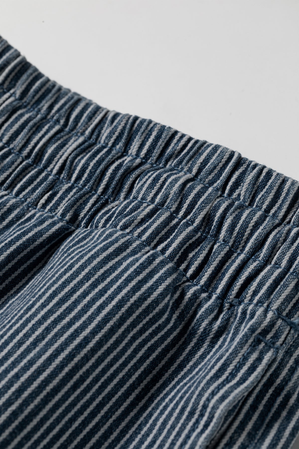 Blue Stripe Contrast Drawstring Elastic Waist Denim Shorts