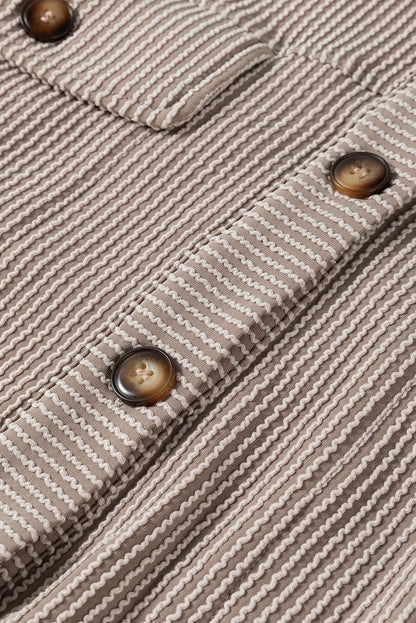 Smoke Gray Solid Corded Drop Shoulder Shacket