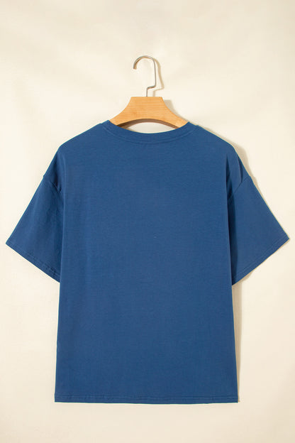 Color Block Chest Pocket Patched Casual Short Sleeve Top (Other Color)