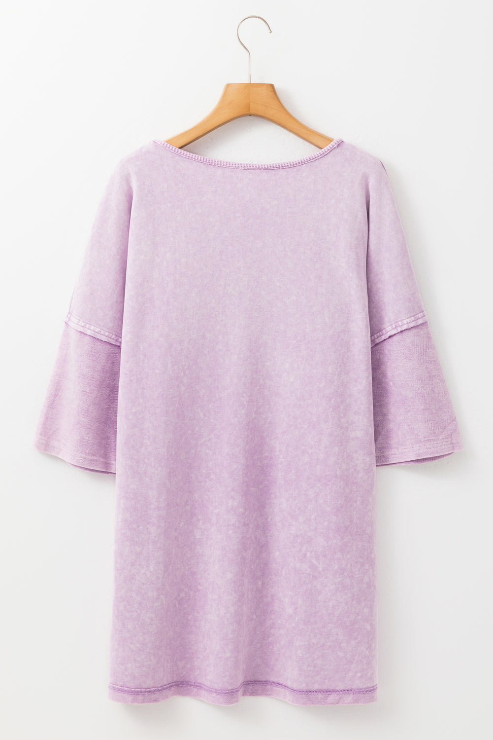 Orchid Petal Mineral Wash Drop Sleeve Patchwork Tee