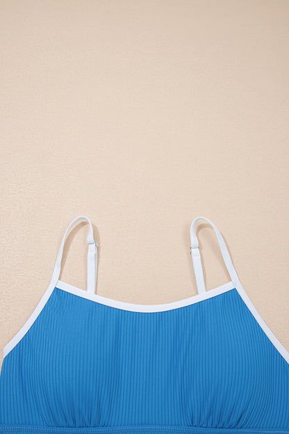 Block Edge Ribbed Pocketed Lined Swim Dress (Other Colors)