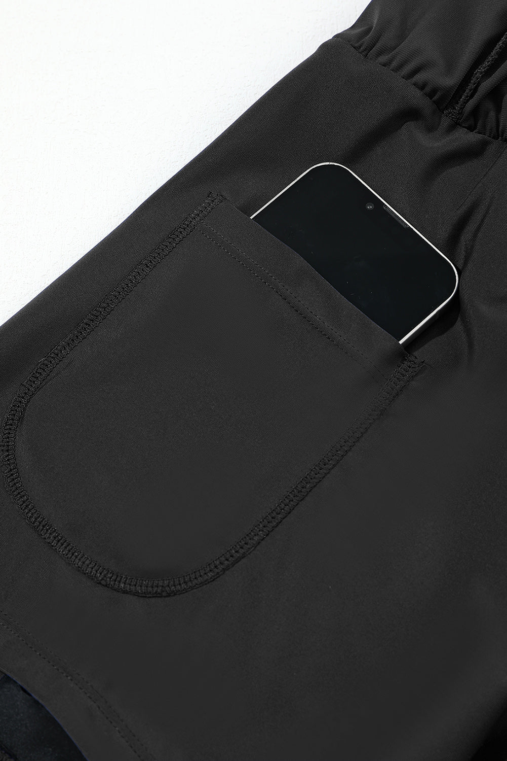 Black Pocketed Wide Waistband Swim Shorts (Extended Sizes)