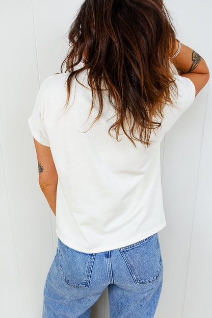 Leopard Bow Embroidered Cotton Round Neck T Shirt (Other Colors)
