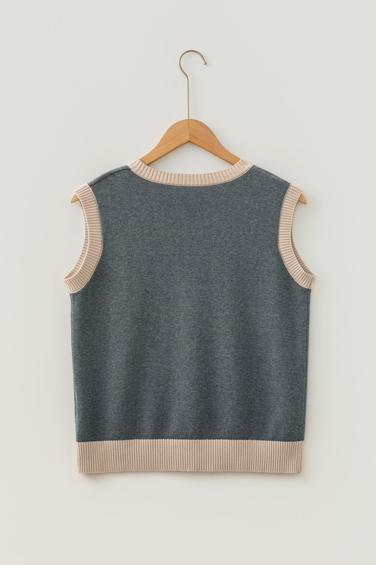 Western Print Color block Trim Sleeveless Knitwear Vest