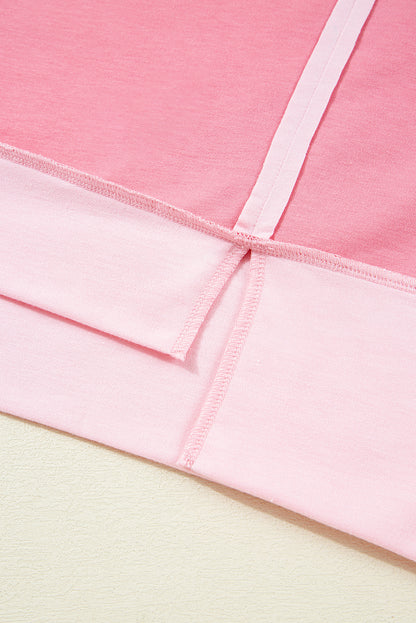 Peach Blossom Two Tones Patchwork Half Sleeve T Shirt